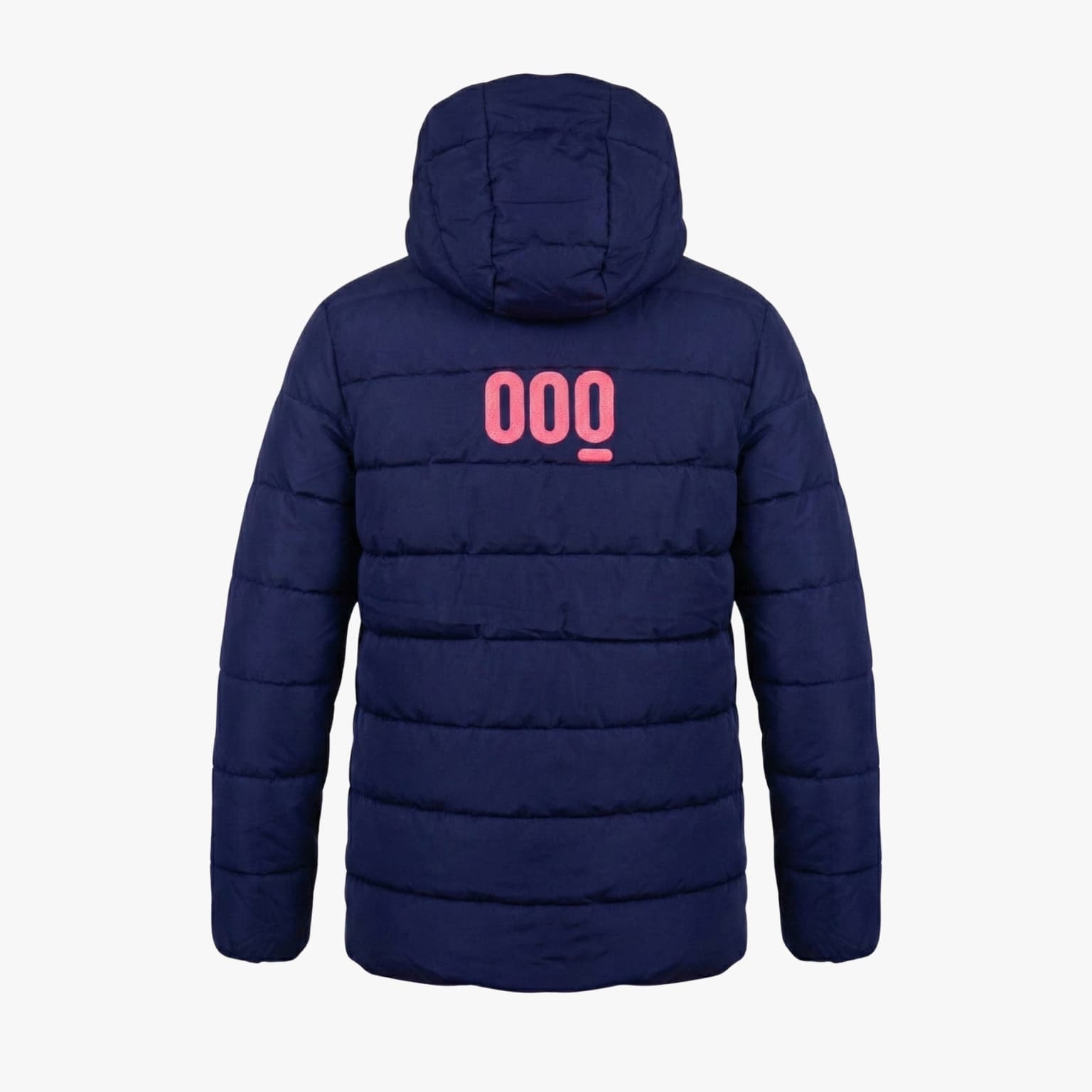 Anorak Navy Crew azul marino con capucha, vista trasera y caída