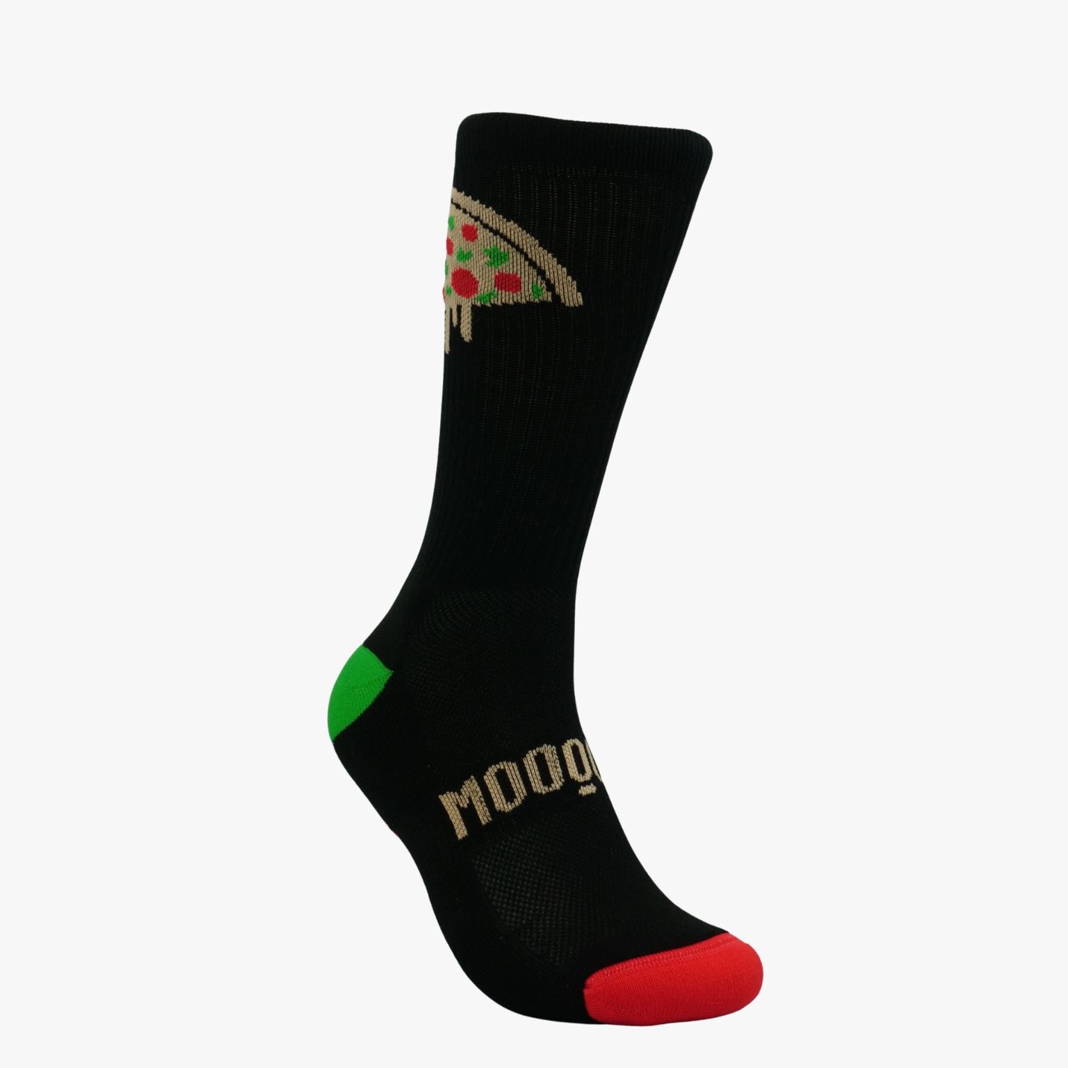 calcetines negros Mooquer con bordado pizza lifestyle