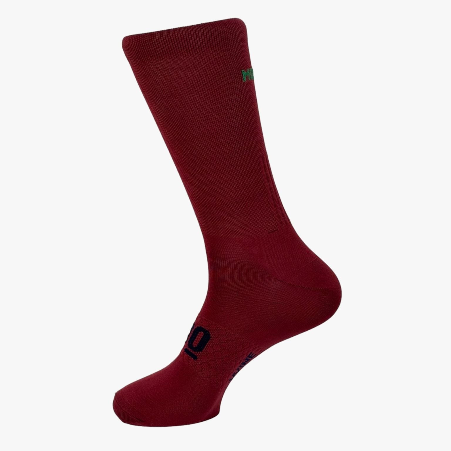 Calcetines ciclismo color vino con detalles verde y azul