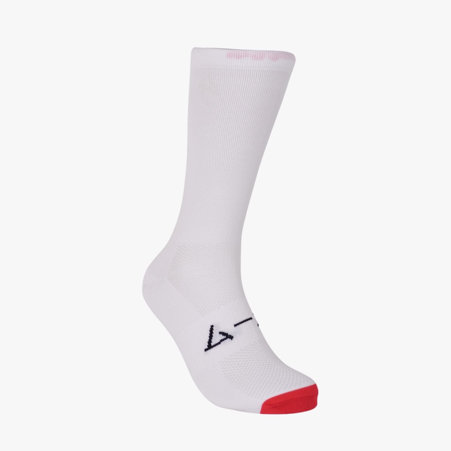 Detalle trasero con bordado en calcetines blancos Ronin Corsa Mooquer