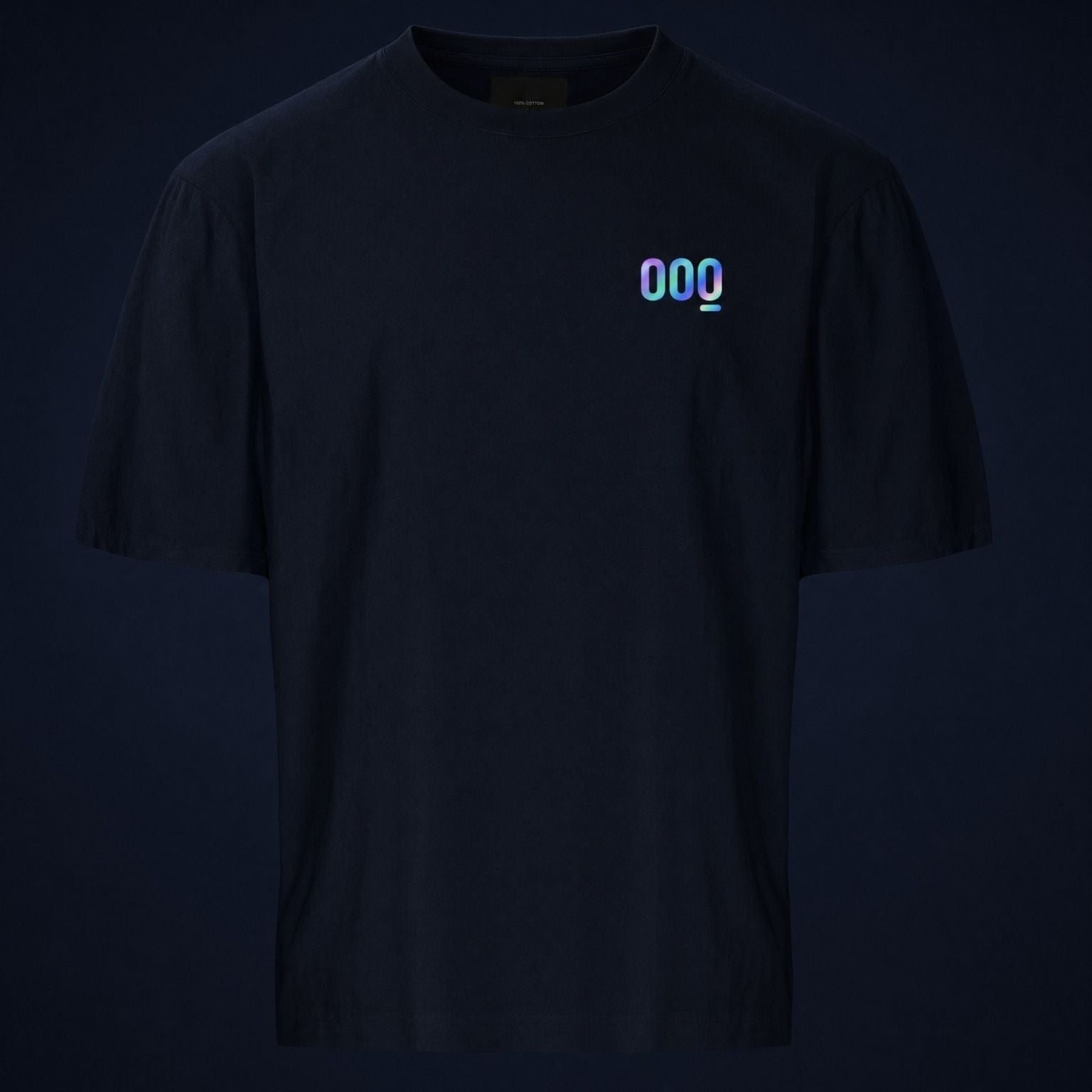 Estampado DTF reflectante azul morado camiseta Mooquer en oscuridad