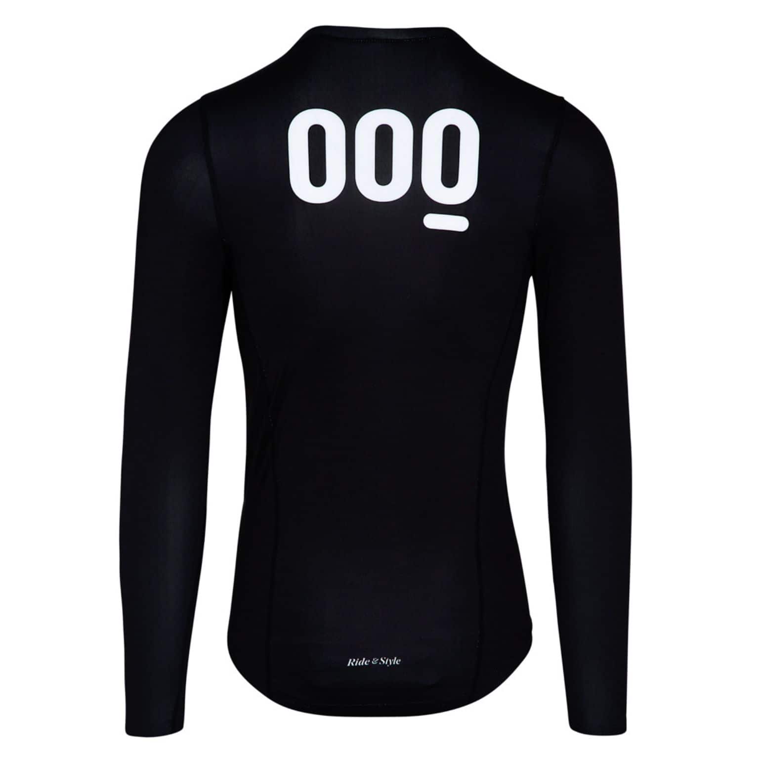 Base layer Team Factory manga larga en negro con detalles en blanco, vista trasera