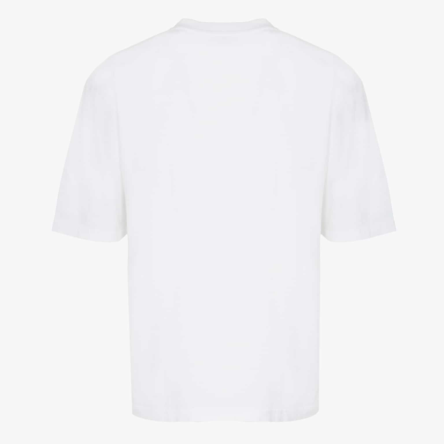 Detalle corte oversize en camiseta lifestyle blanca Mooquer