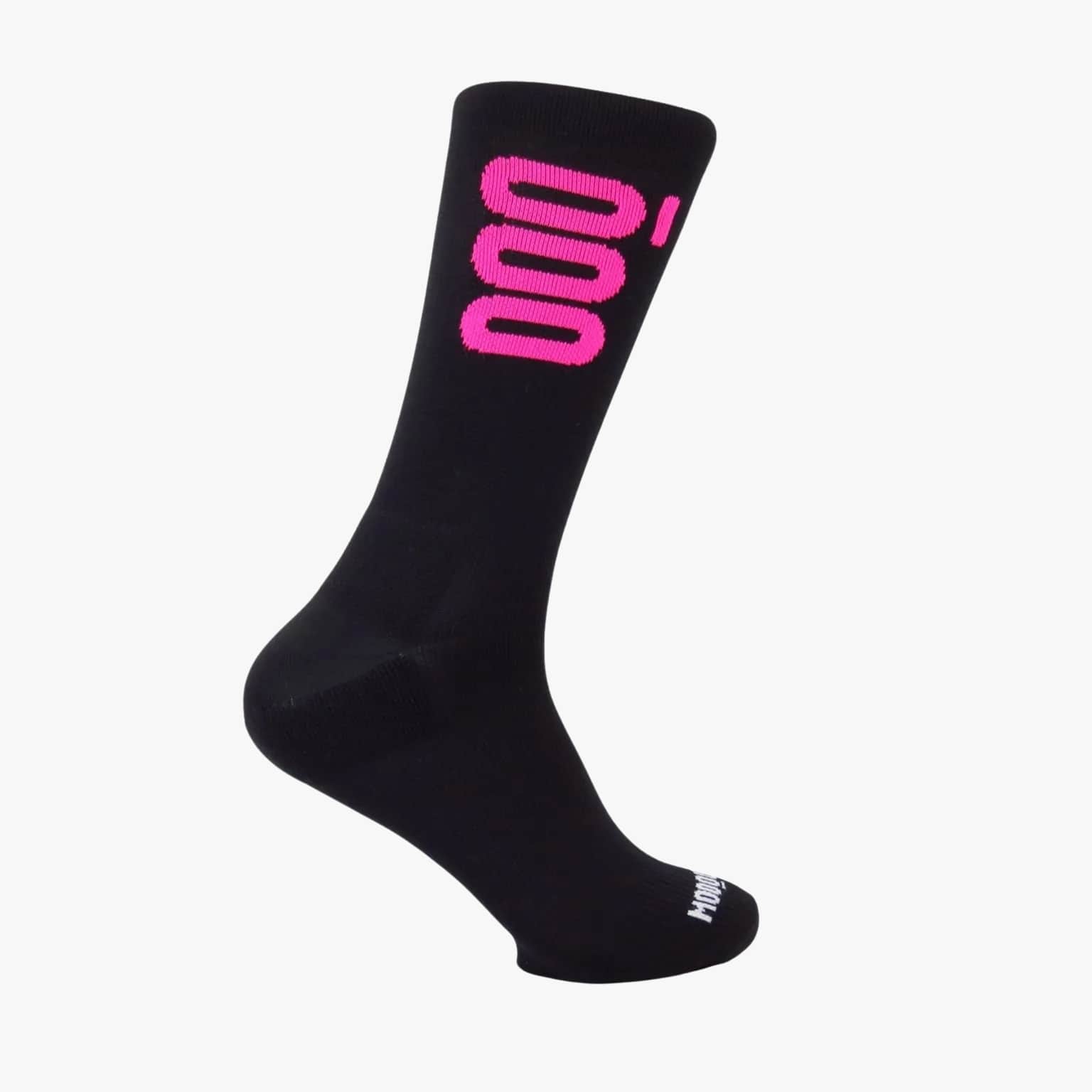 Calcetines de ciclismo negros y rosa flúor Crew Pink Stan Mooquer