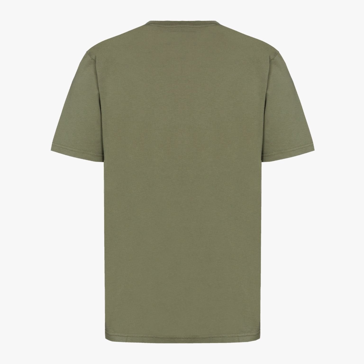 Detalle bordado beige en camiseta lifestyle verde oliva Mooquer