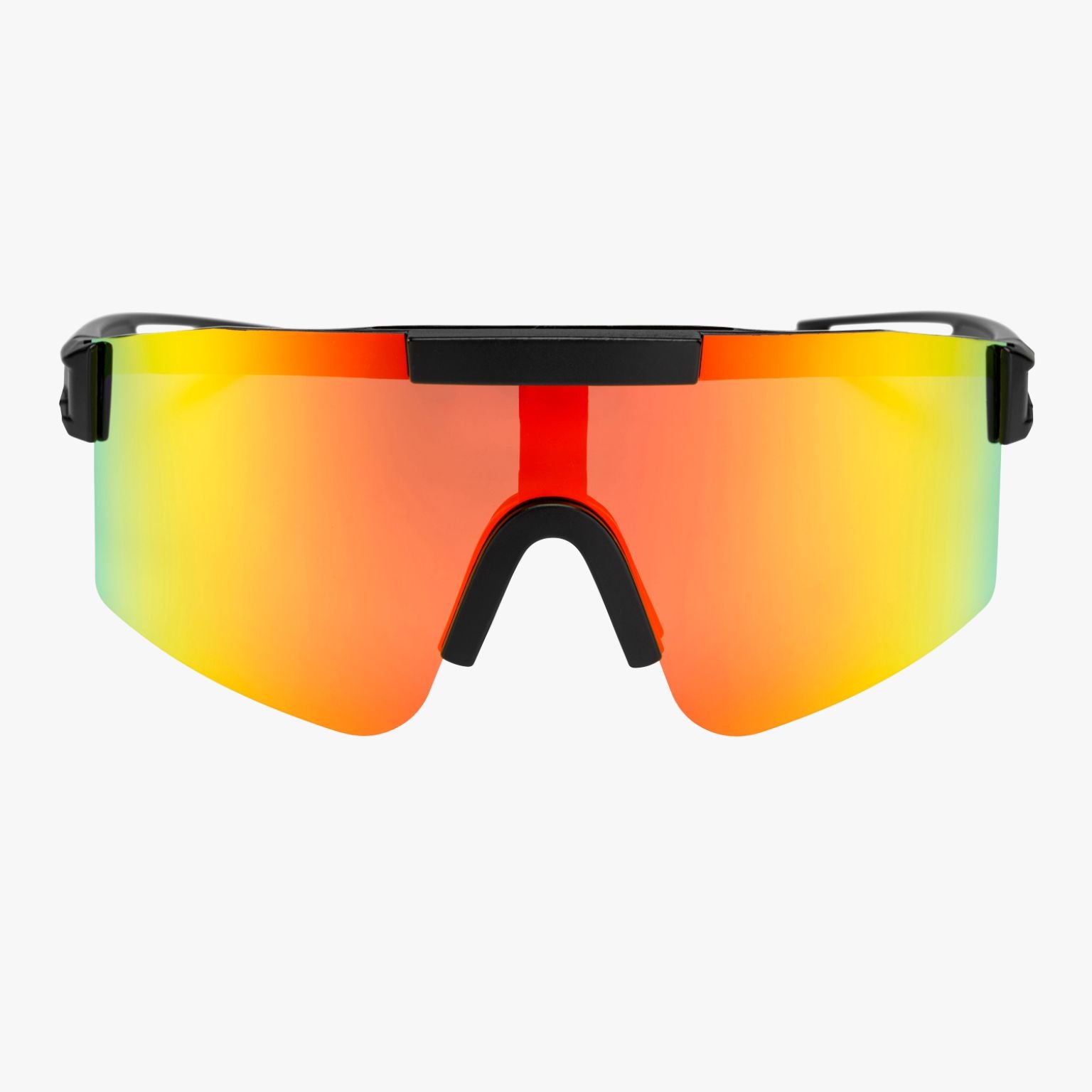 Gafas de sol CHPO Luca de montura negra mate y lente espejo roja, vista frontal