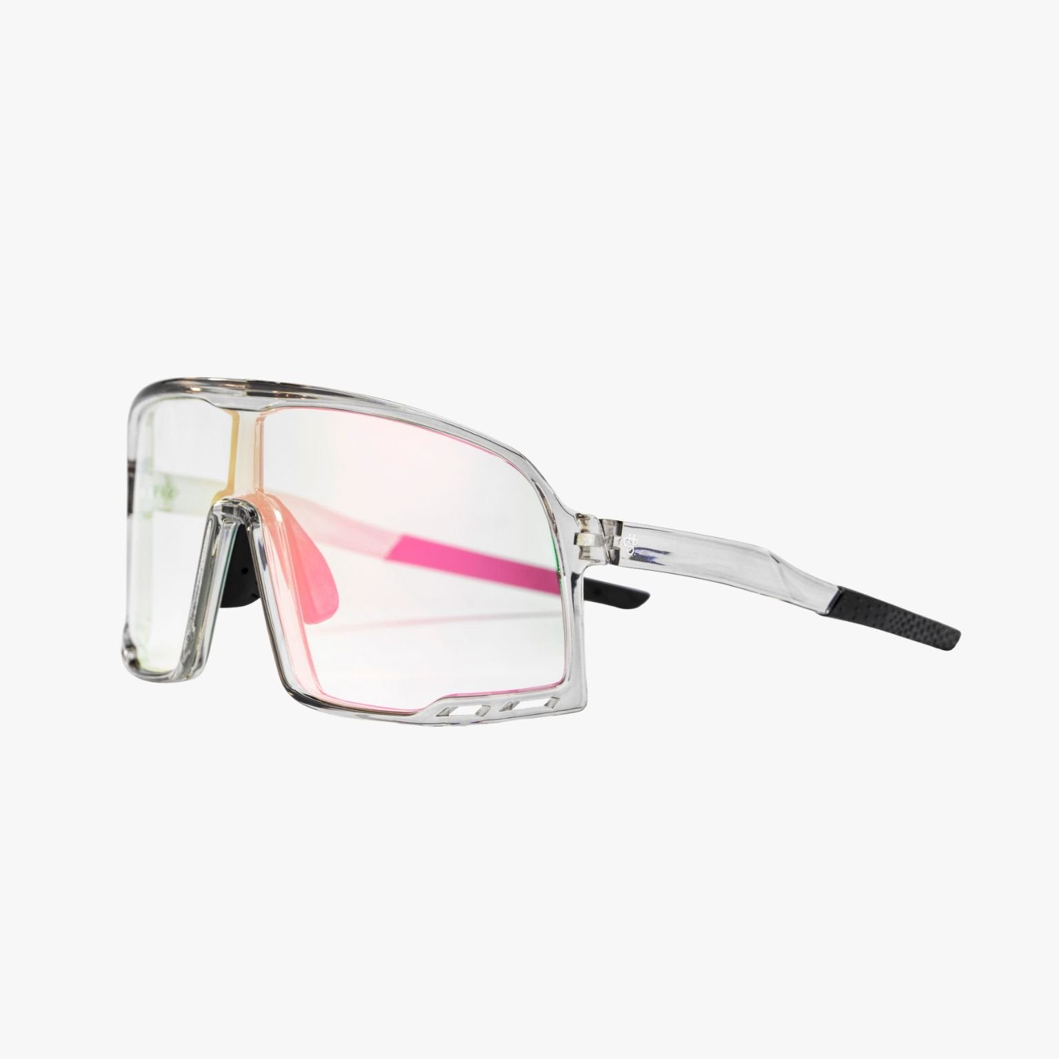 Detalle de la lente fotocromática rosa Cat 1–3 (82%–15% VLT) en las CHPO Henrik Photochromic