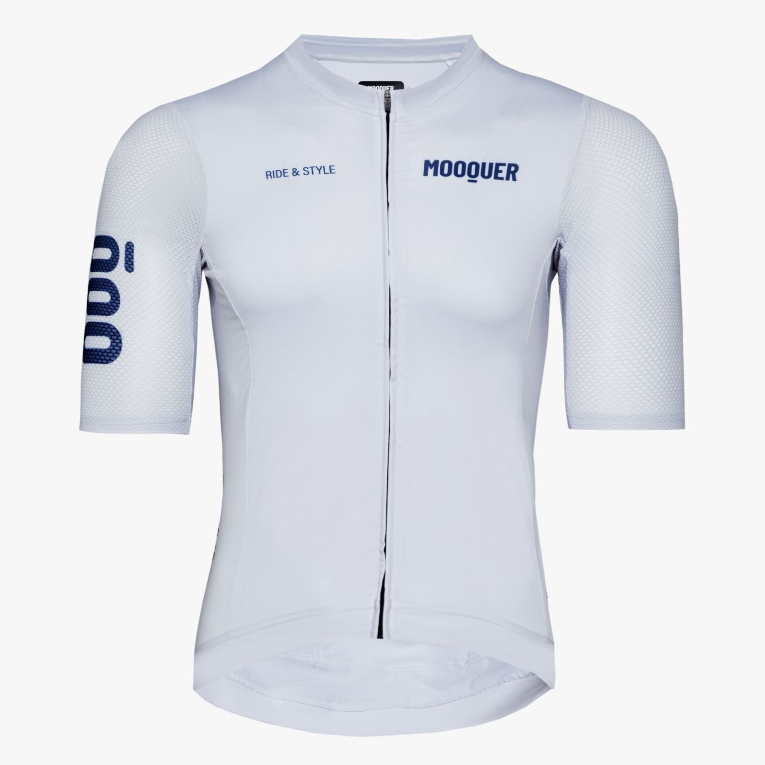 Maillot de ciclismo Grey Supreme de Mooquer confeccionado en Italia, vista frontal