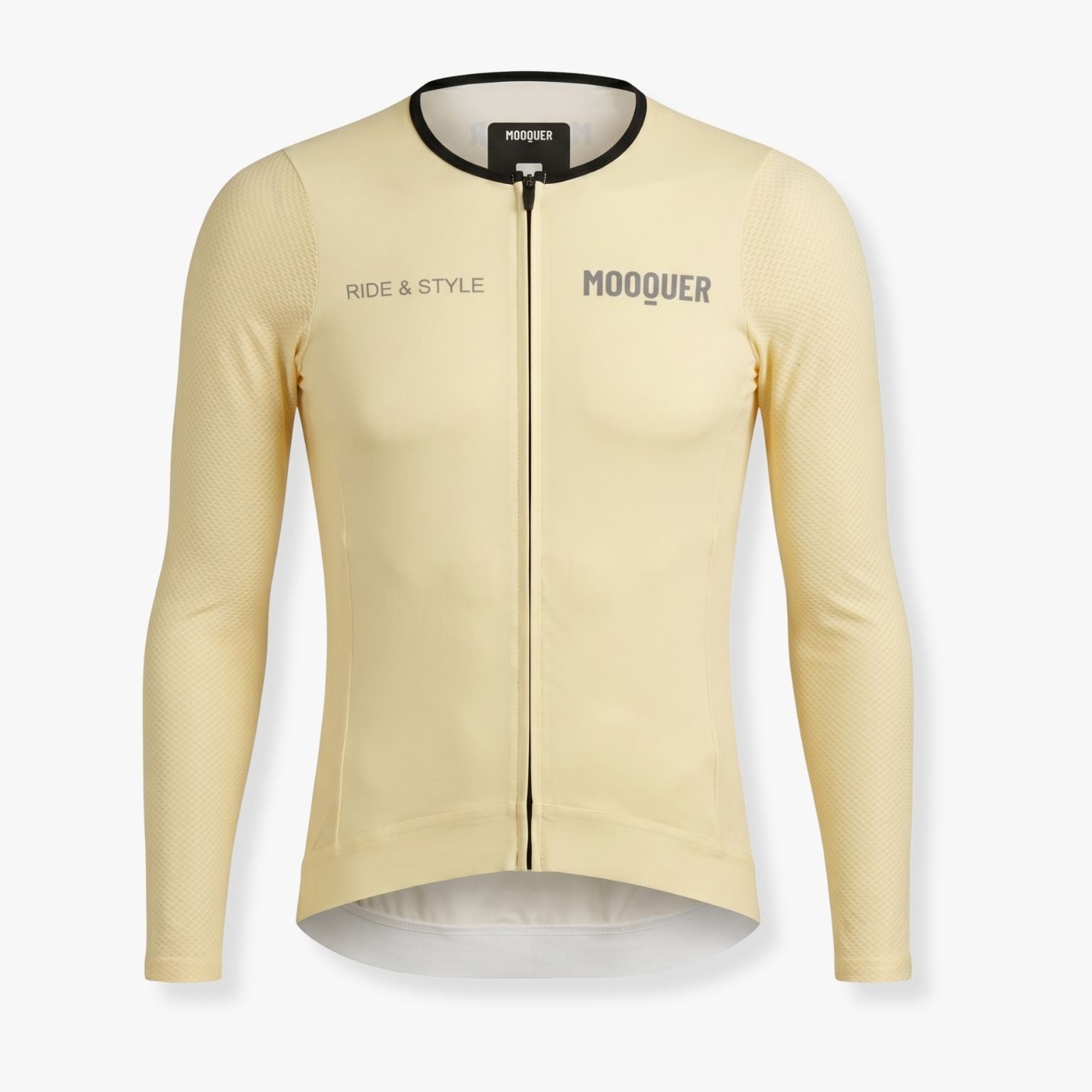 Maillot ciclismo manga larga amarillo Mooquer hombre mujer vista frontal