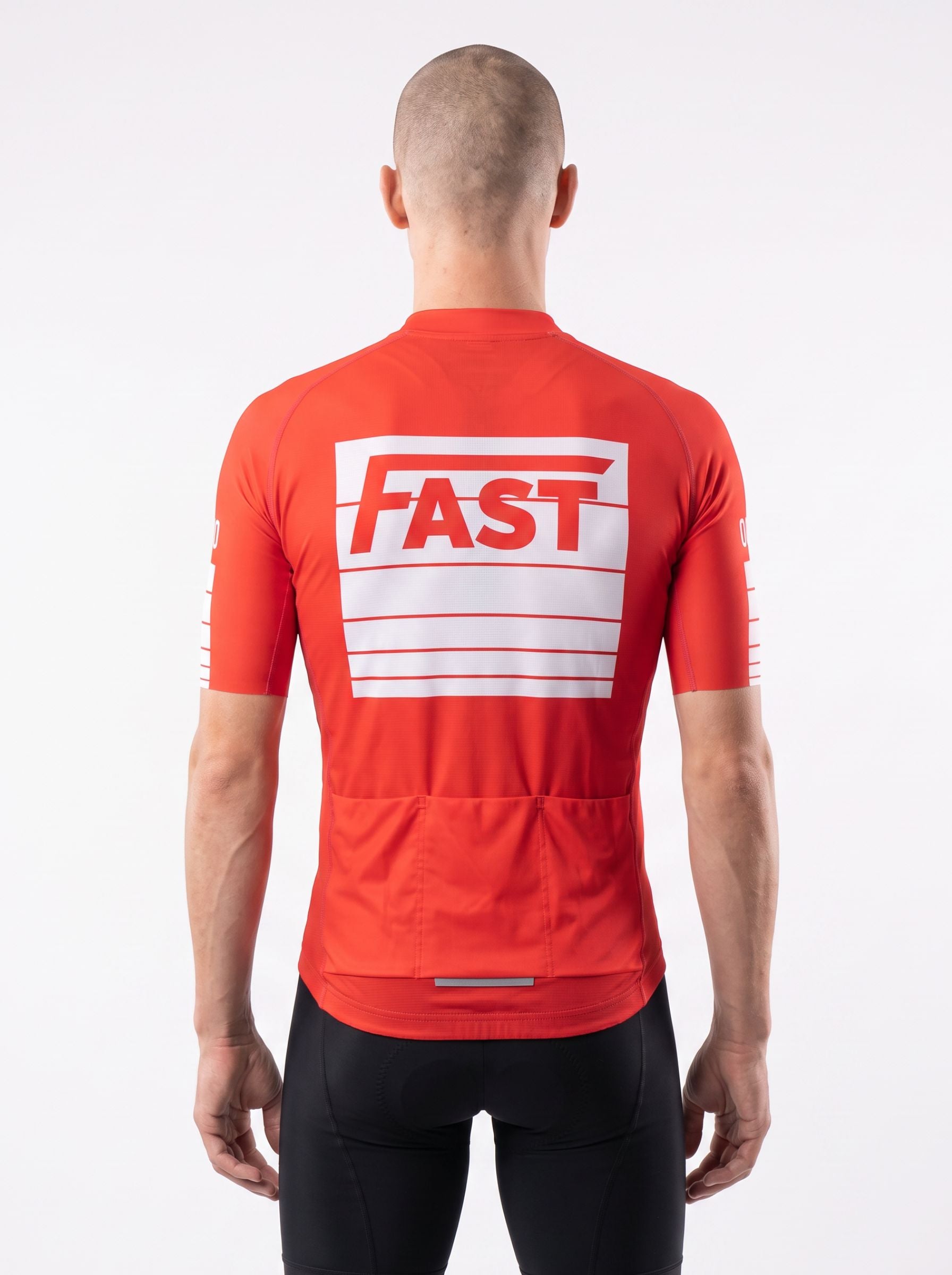 Maillot de ciclismo rojo FAST Corsa con logo FAST en blanco