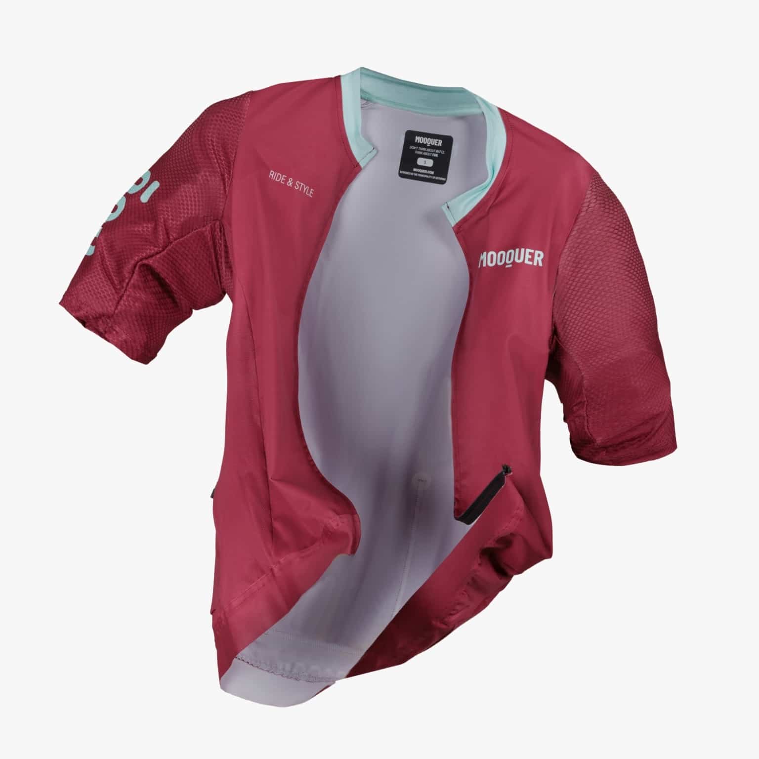 Maillot ciclismo color vino con detalles azul claro