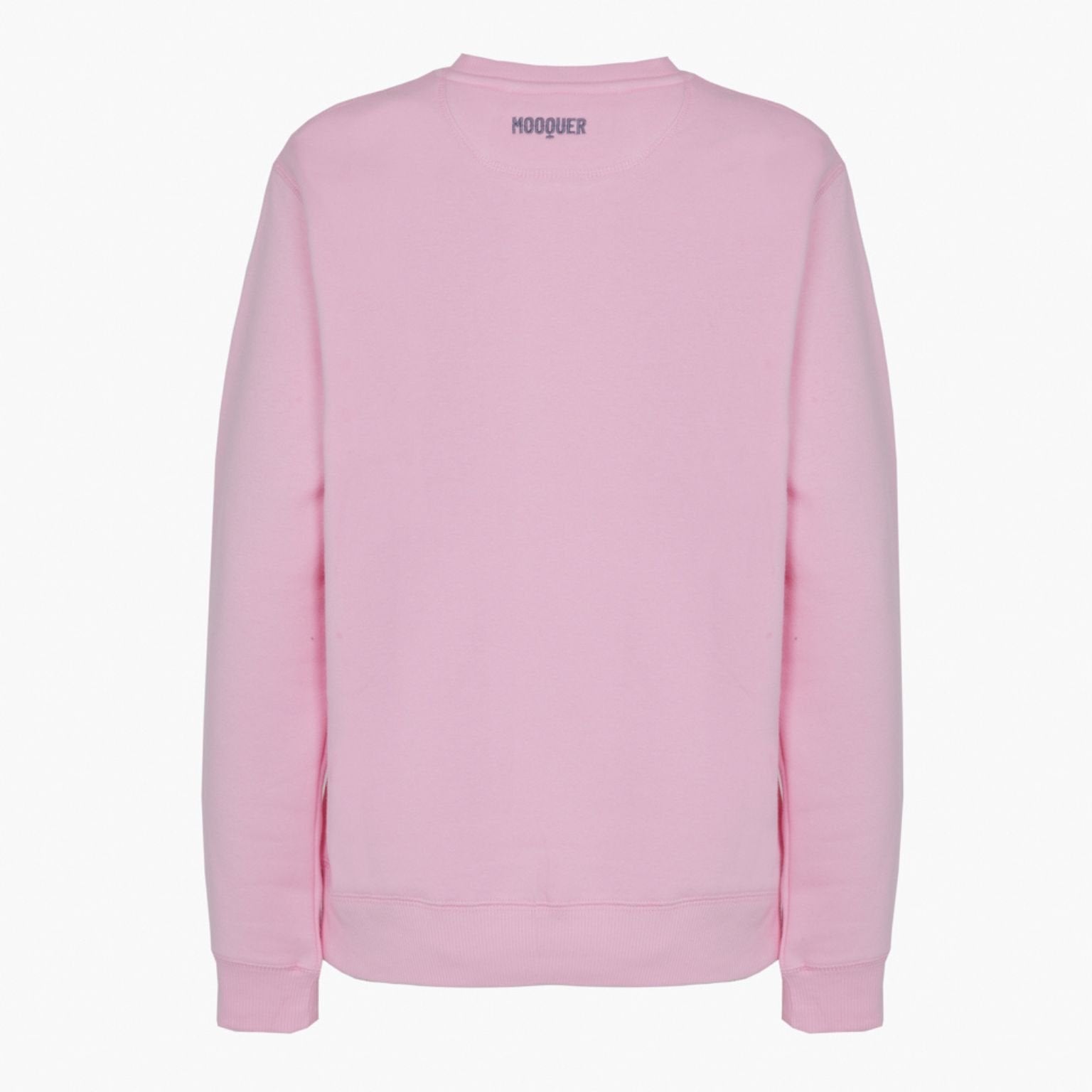 Sudadera algodón orgánico rosa con bordado gris