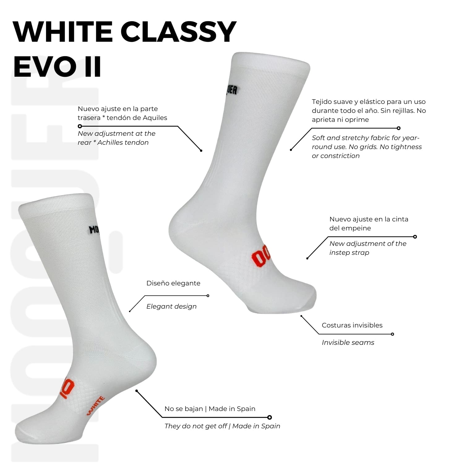 Detalle rejilla trasera en calcetines Cream Flow Air