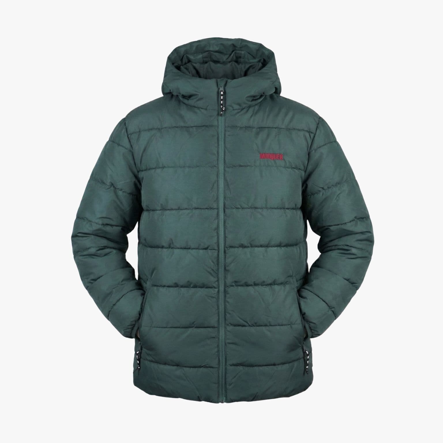 Anorak acolchado Grey Crew de Mooquer en gris plomo con capucha, vista general