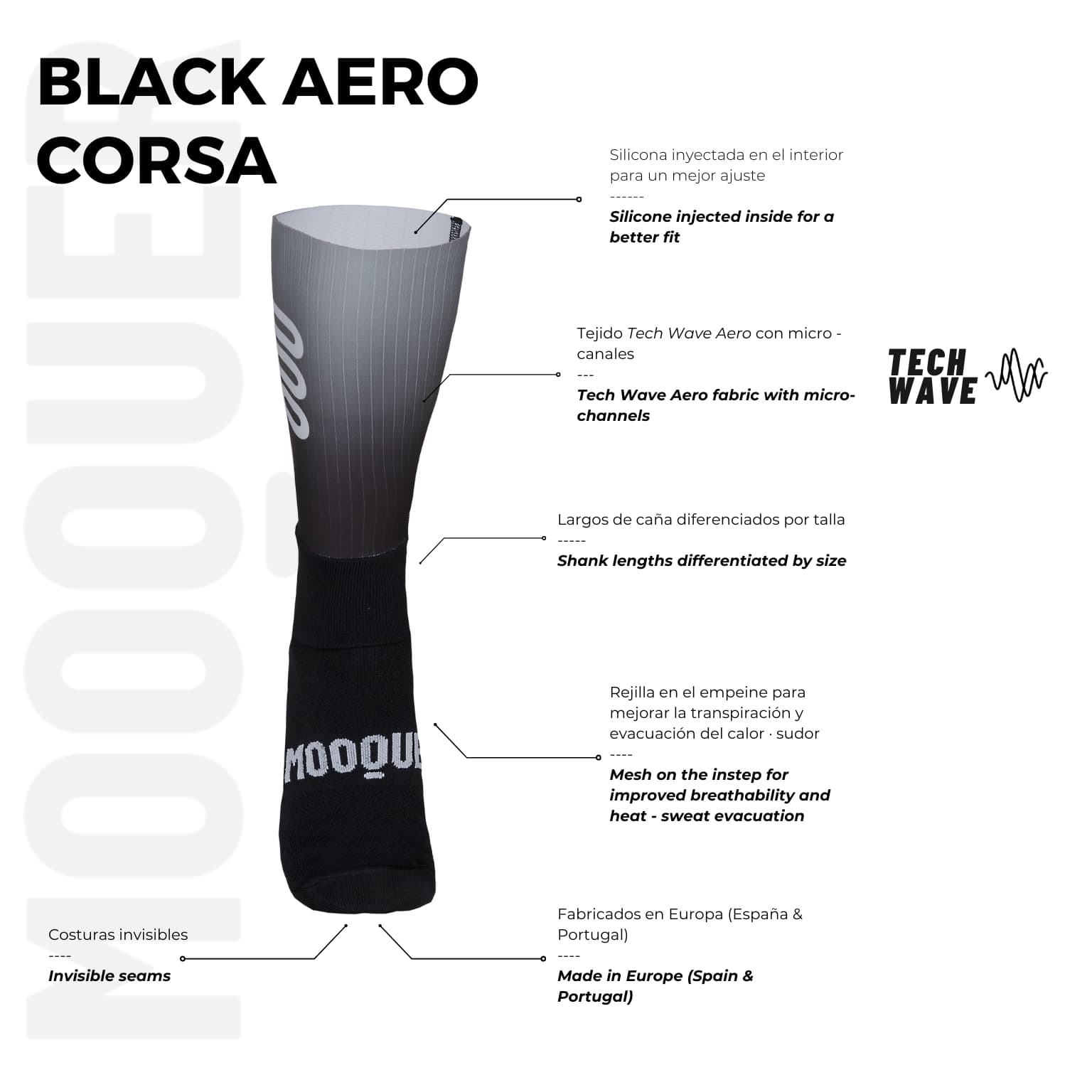 Detalle base Corsa en calcetines Aero Black Corsa