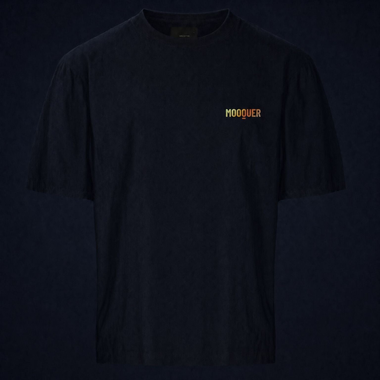Estampado DTF reflectante naranja camiseta Mooquer en oscuridad