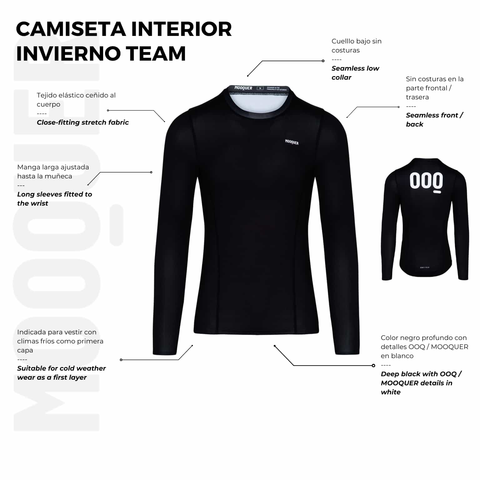 Detalle del tejido térmico de la camiseta interior Team Factory para invierno