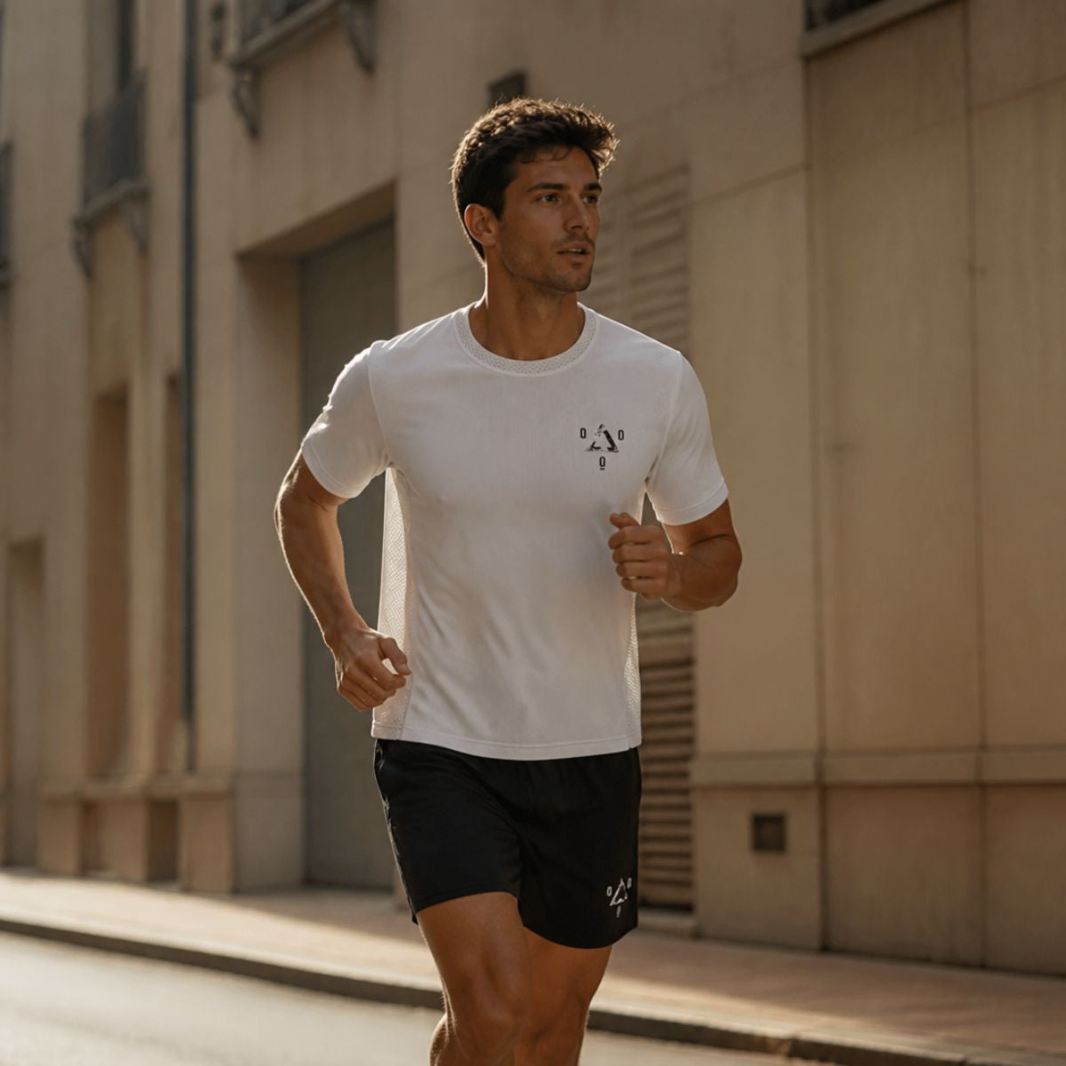 camiseta blanca de hombre para correr Mooquer