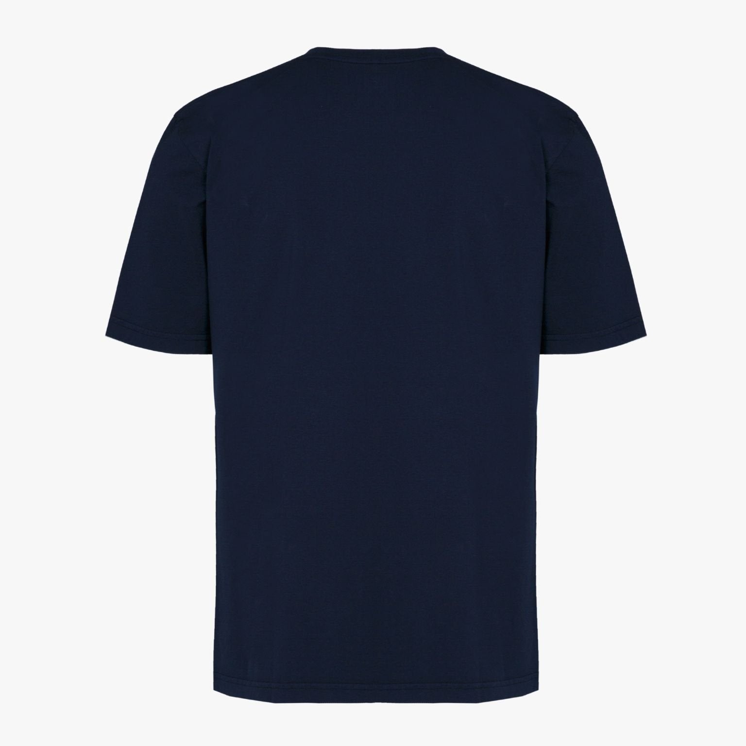 Detalle bordado en camiseta lifestyle azul navy de algodón orgánico Mooquer