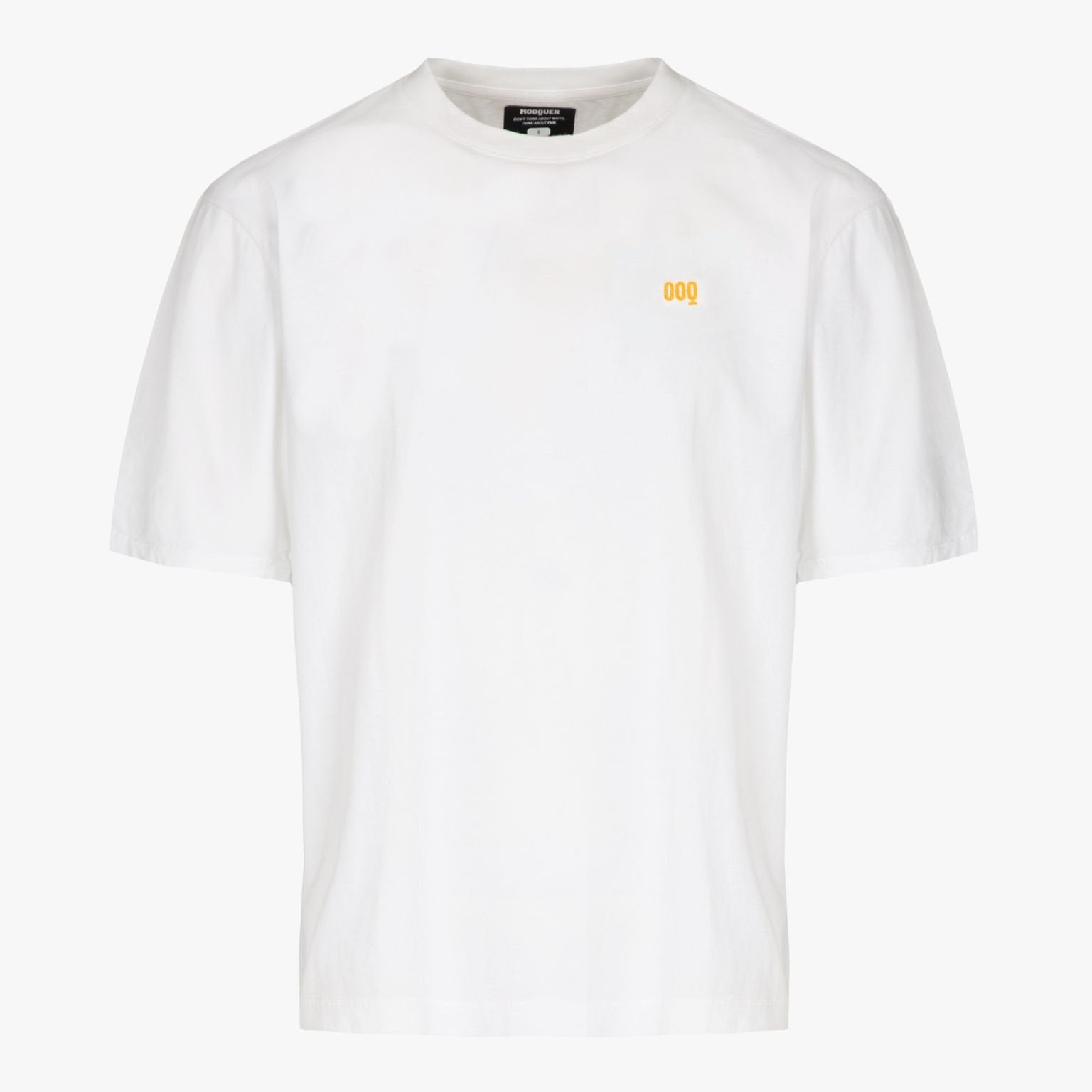 Camiseta Organic Blanca con bordado amarillo Mooquer