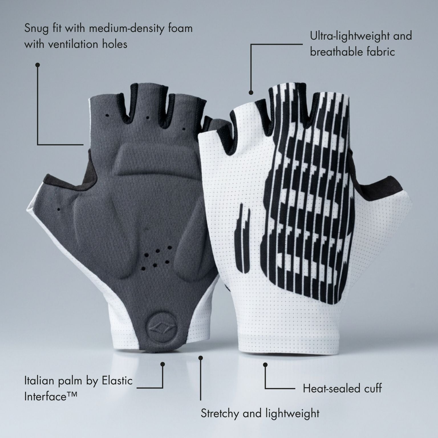 Palma Elastic Interface PalmTech de los guantes Aria Blanco, vista en detalle