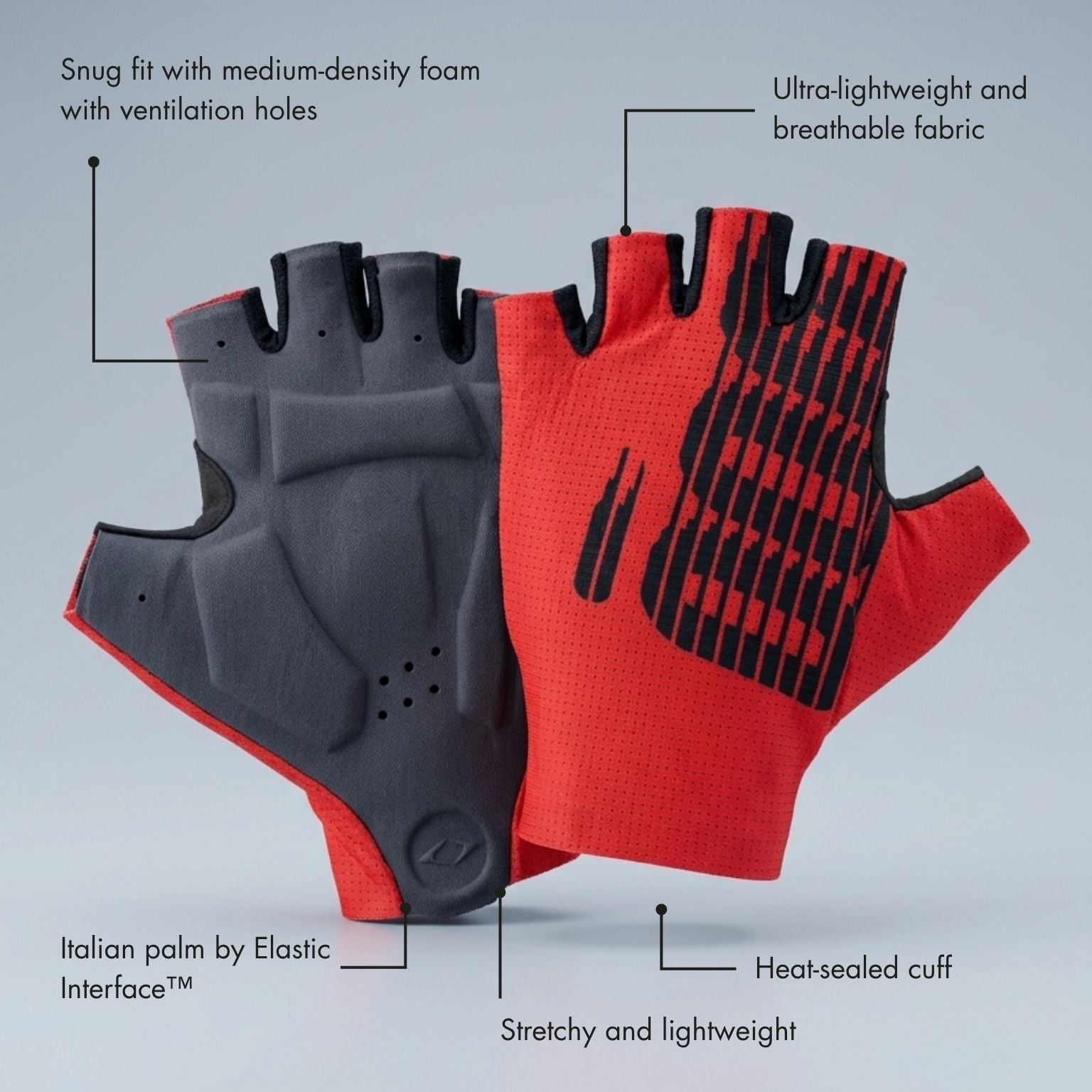 Par de guantes cortos de verano Aria Rojo de Mooquer, fabricados en Europa