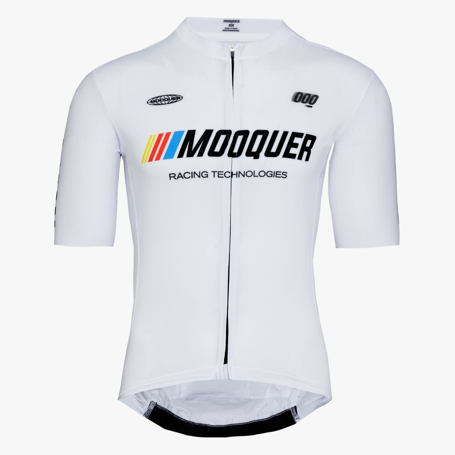 Maillot de ciclismo Pace Supercorsa de Mooquer en color blanco racing, vista frontal