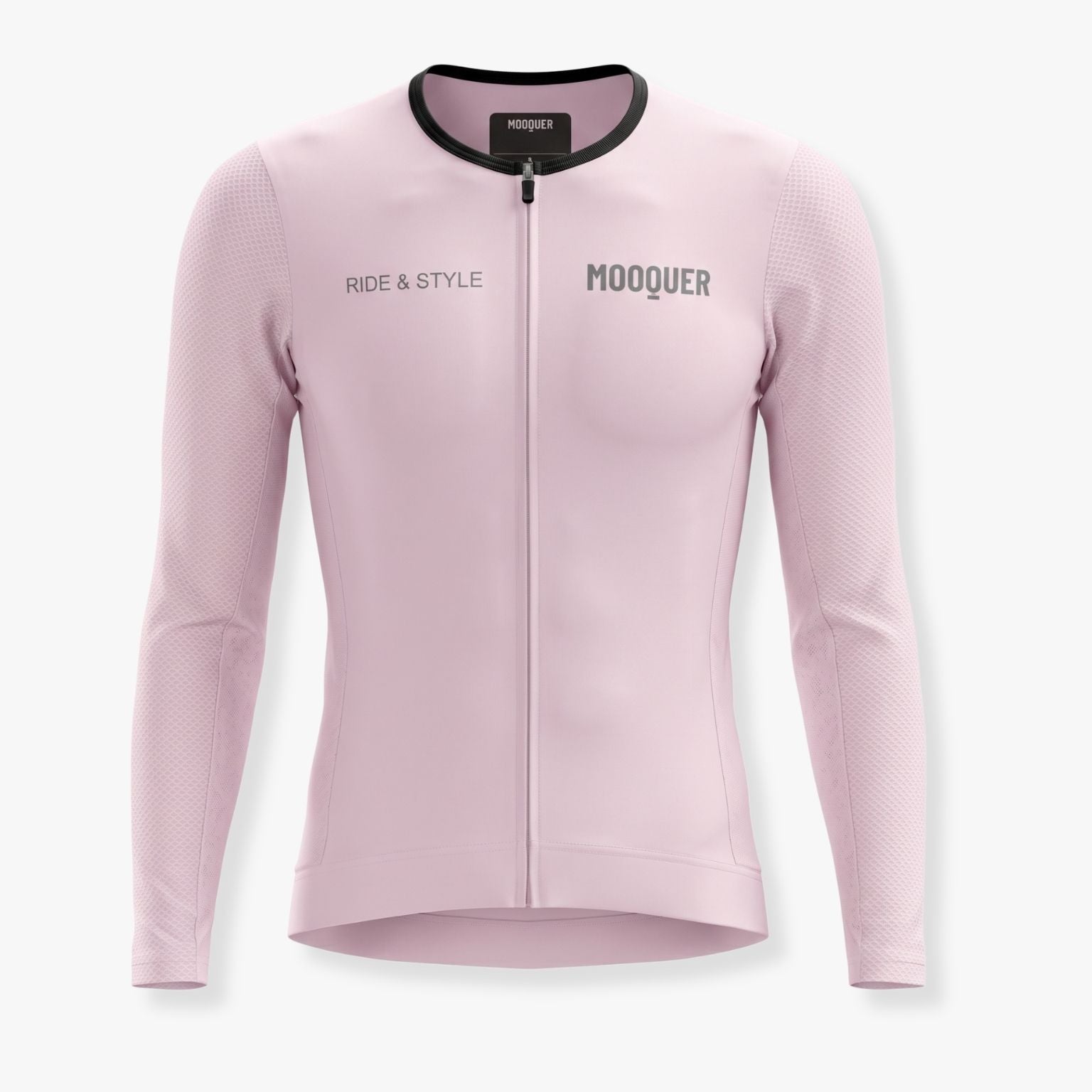 Maillot ciclismo manga larga rosa Mooquer hombre mujer vista frontal