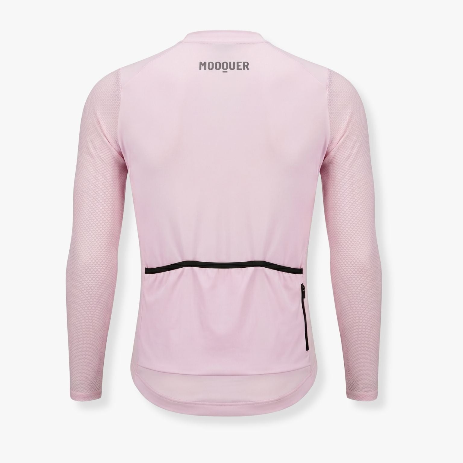 Maillot ciclismo manga larga rosa Mooquer vista trasera con bolsillos