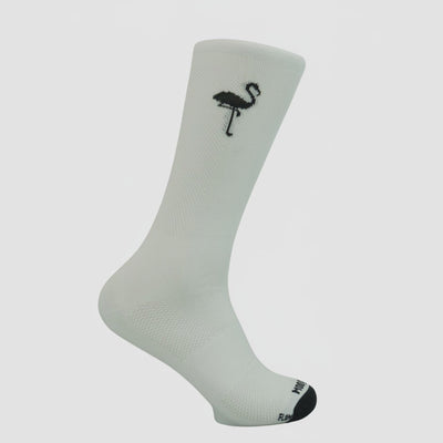 video calcetines de ciclismo blancos verano con flamencos Mooquer Flam