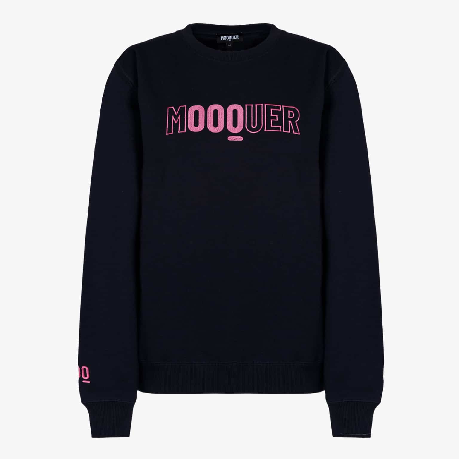 Sudadera azul marino Crew Pink Organic de algodón orgánico Mooquer